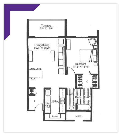 ONE BEDROOM - Type 1 Apartment